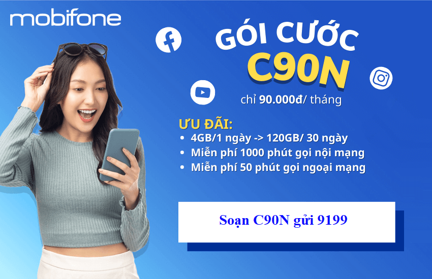 Đăng ký gói cước C90N MobiFone nhận Voucher siêu hời từ Shopee